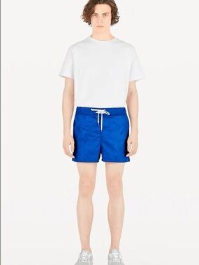 Louis Vuitton Men's Cobalt Blue Swim Trunks with White Drawstring